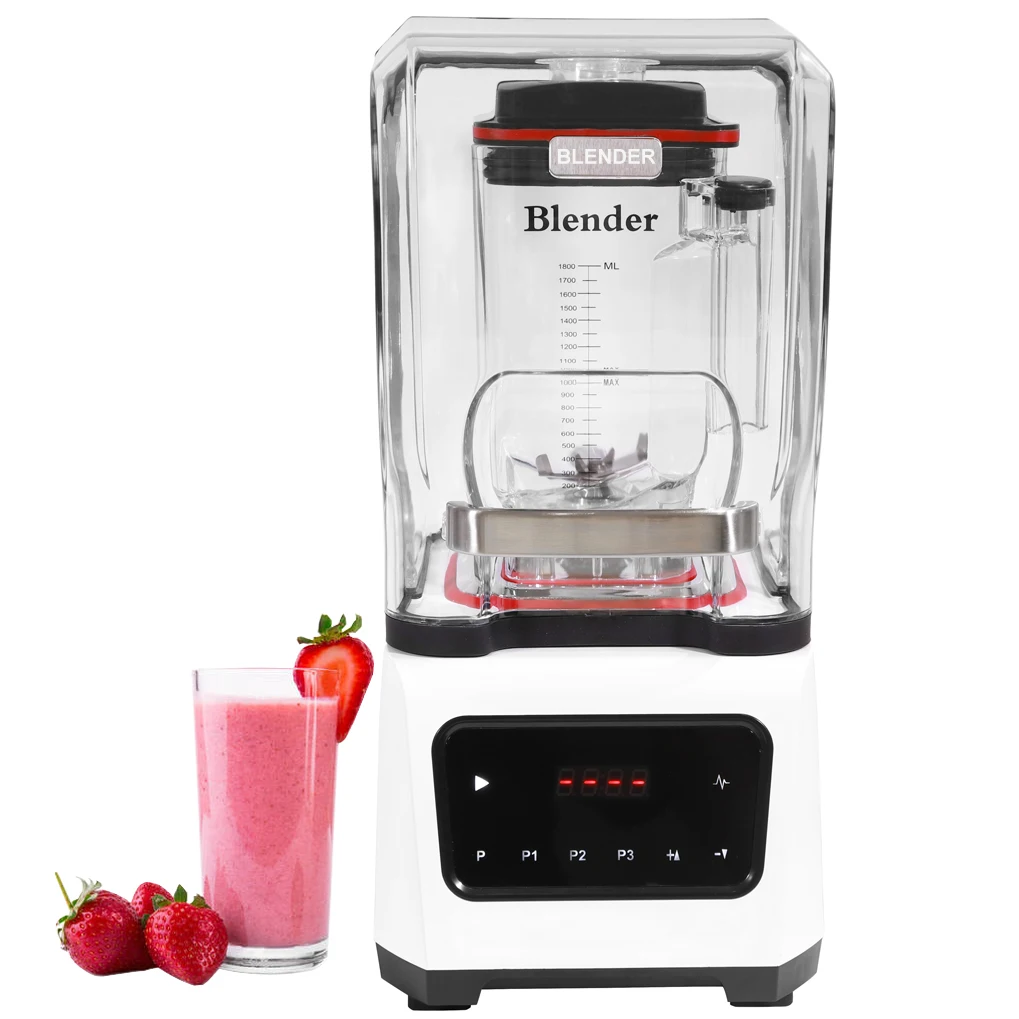 High Power 1.8L Commercial Kitchen Equipment White Heavy Duty Blender Smoothie Mixer Blender With Sound Cover view 2