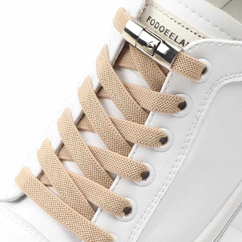 New Without Ties Elastic Laces No Tie Shoe Laces Press Lock Shoelaces Sneaker Kids Adult 8MM Widened Flat Shoelace for Shoes