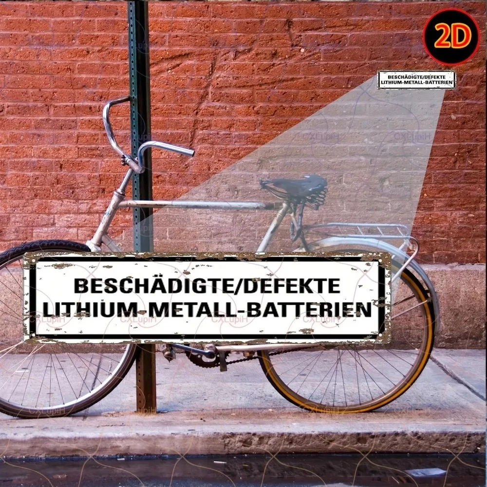 CIFbuy Personalized Customizable Metal Wall Plaque, Lithium‑Battery‑Warning Vintage‑Iron Ornament for Home Garage Workshop Decor