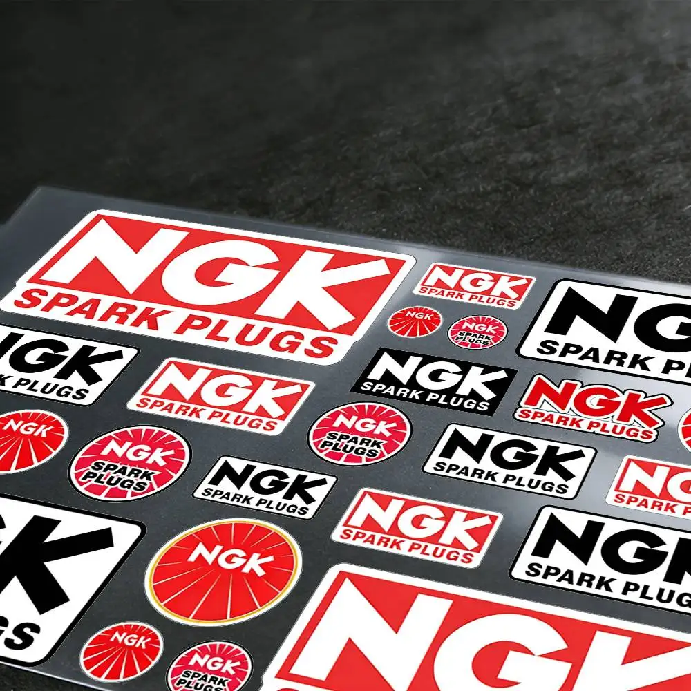 Logo For NGK Spark Plug Pattern Waterproof  Vinyl Stickers Removable Easy Peel Decals for Motorcycle Car