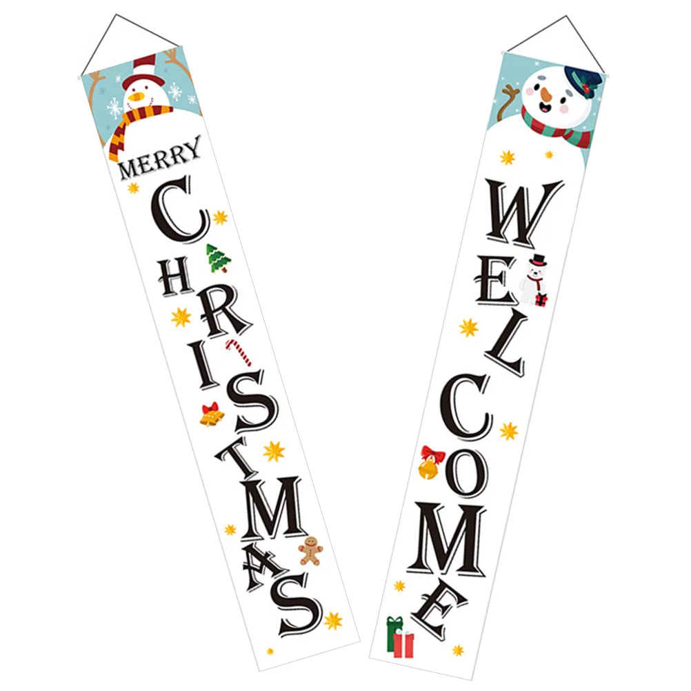 

1 set Door Banner Snowman Decorations 1Set Holiday Porch Signs Merry Christmas Outdoor Garden Party Lightweight Festive