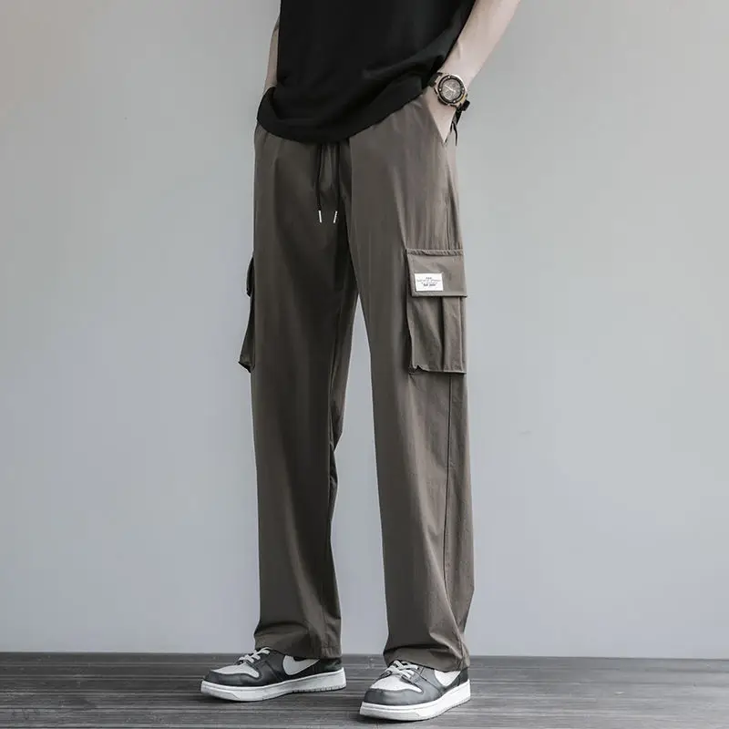 2025 New Spring and Autumn Straight Versatile Wide-leg Quick-drying Work Pants Casual Droop Men Thin Trousers
