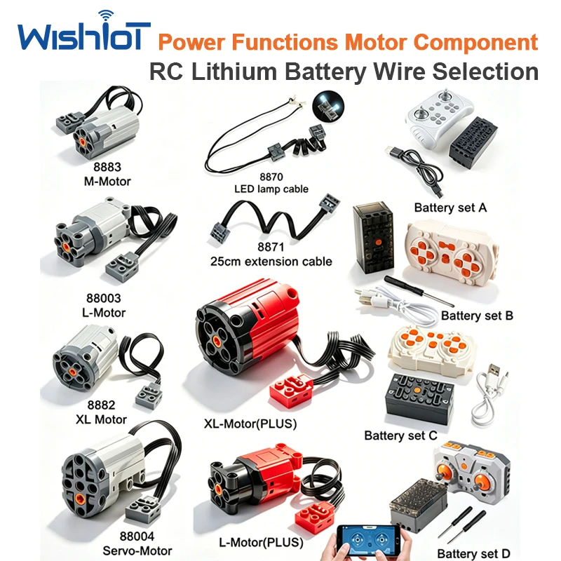 

MOC Multi Power Functions L XL Servo Motor Tool Block Set Compatible 8293 8883 Technical Mechanical Model Building Blocks Toy