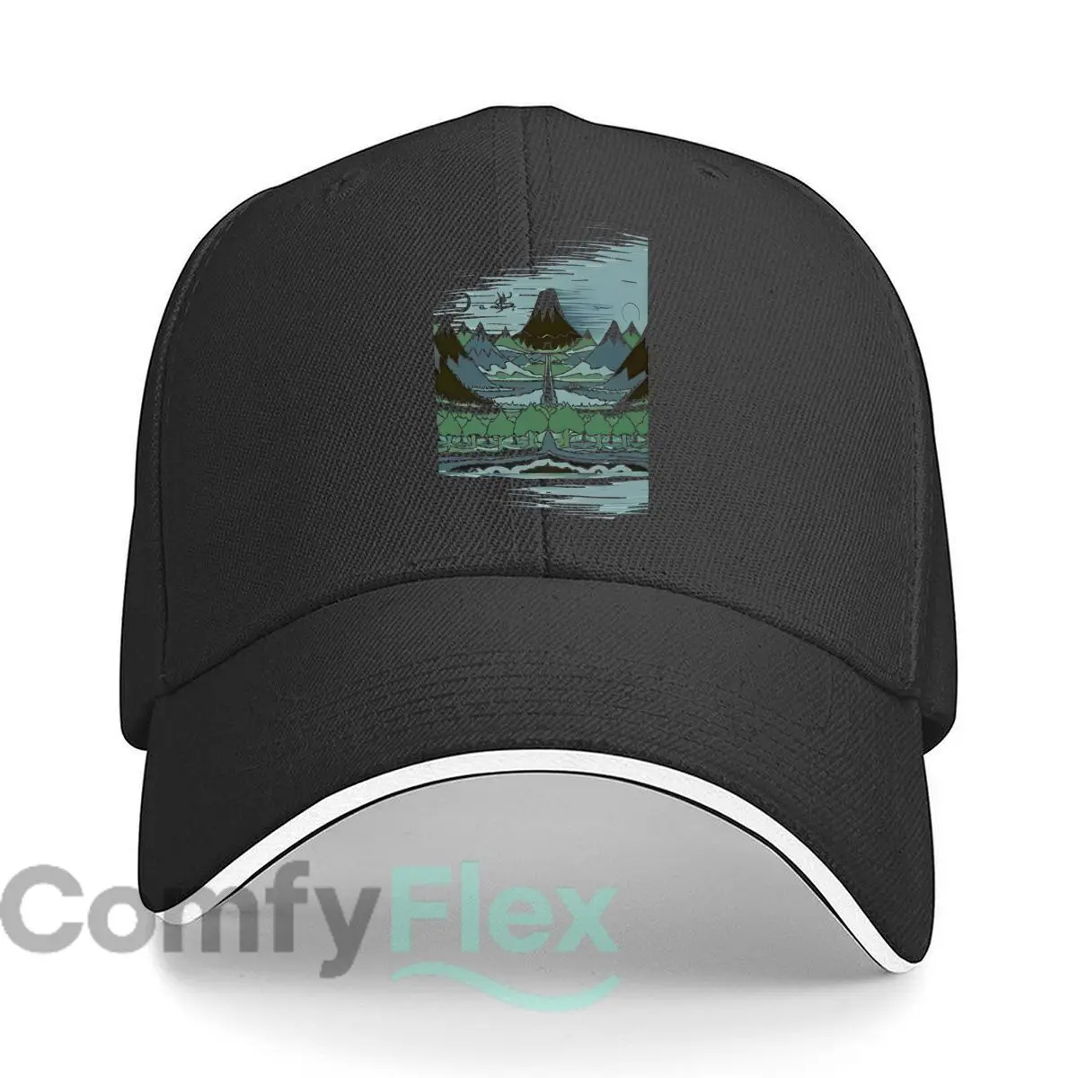 หมวกเบสบอลลายภูเขา ธรรมชาติ ทิวทัศน์ ศิลปะ ฮิปฮอป แฟชั่น กีฬากลางแจ้ง หมวกแซนวิช