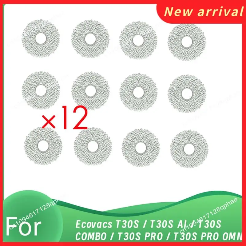 N89R 12 قطعة وسادة ممسحة لـ Ecovacs T30S / T30S AI / T30S COMBO / T30S PRO / T30S PRO OMNI روبوت فراغ كفاءة تنظيف محسنة