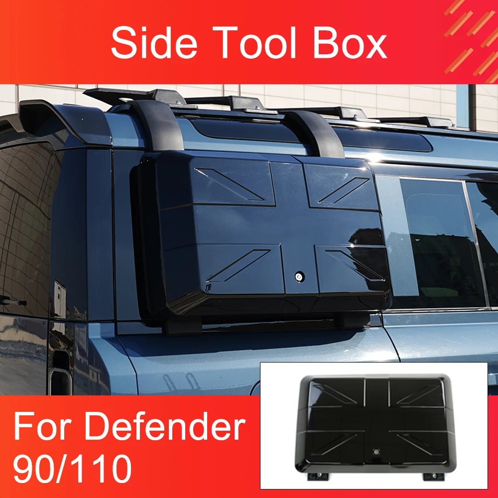 Black Side Tool Box for Land Rover Defender 90 110 Side Storage Box Off Road Car Modification ABS Side Tool Storeage Box