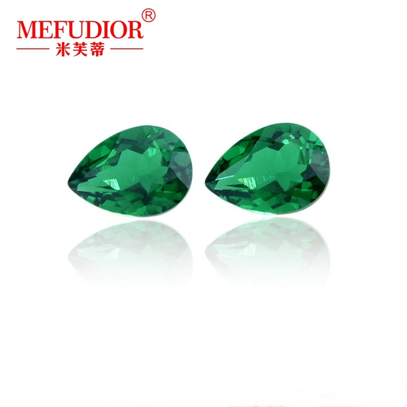 Pear Shape Lab-grown Zambian Emerald Gemstone 3*5mm-7*9mm Full Specification Loose Stone For Jewelry Making