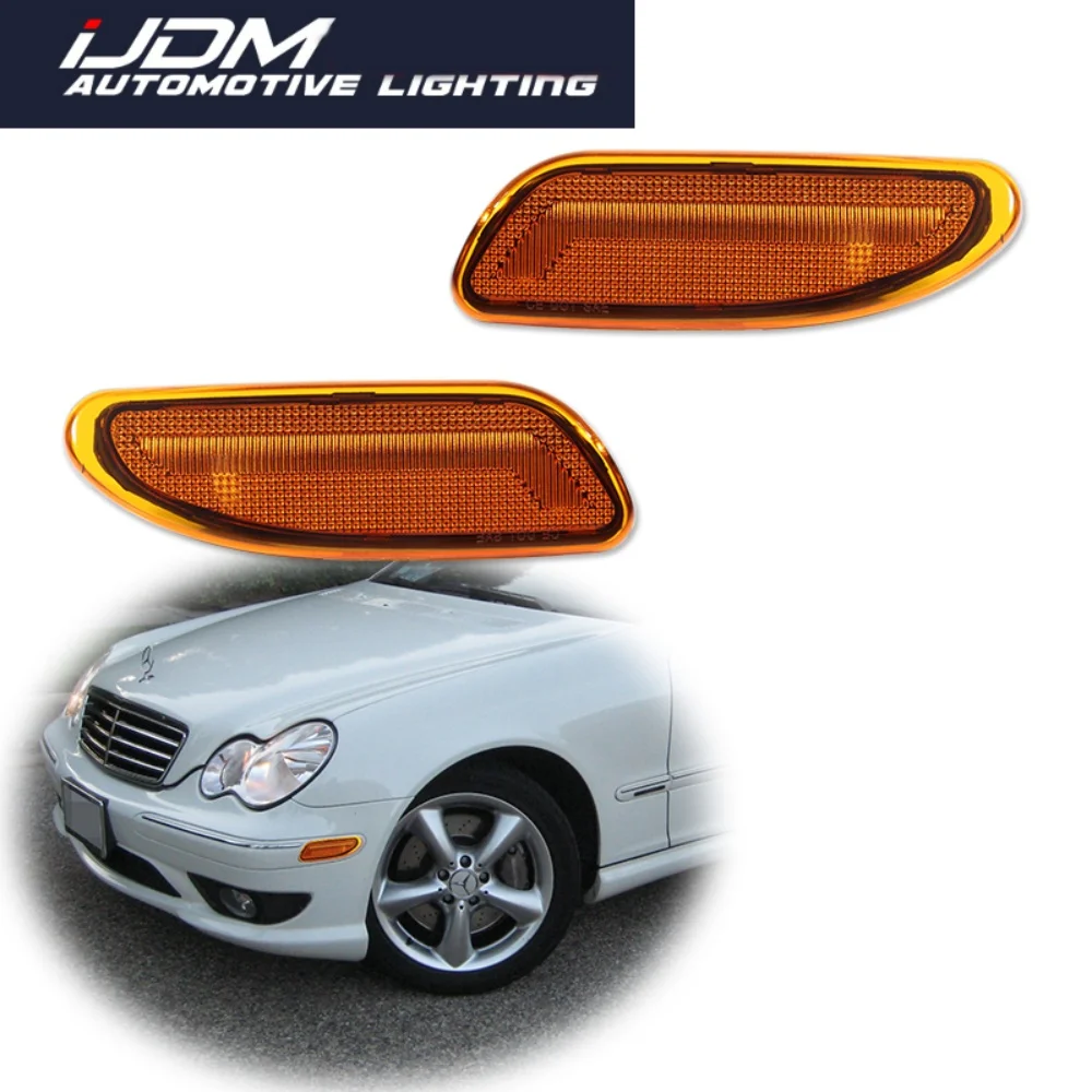 For Mercedes Benz C230 C240 C280 C320 C350 C32 AMG Front Fender Side Marker Parking Light Cover Shells No Bulb Car Accessories