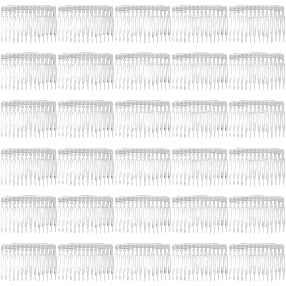 50 Pcs Transparent Plastic Hair Comb 50pcs (transparent White) Wedding Veil Combs Girls' Accessories Headpiece for Women Clip