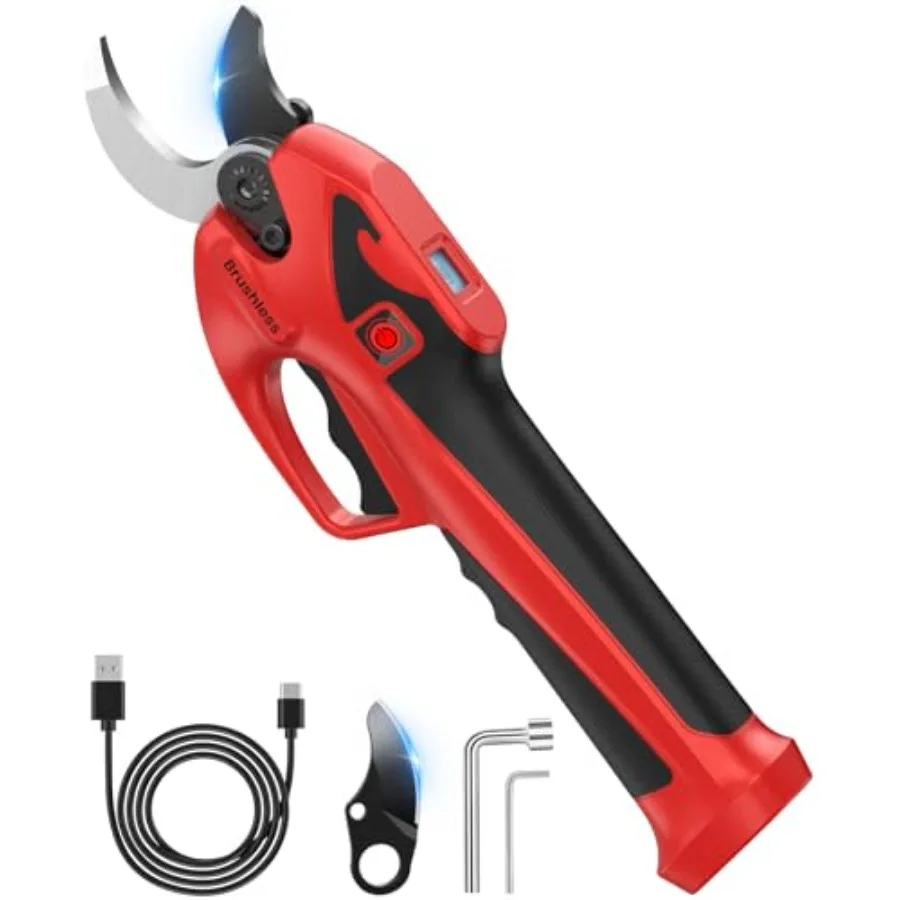 

Brushless Electric Pruning Shears for 2 * 2000mAh Battery Portable Cordless Pruning Shears with LCD Display＆SK7 Blades Adjustab