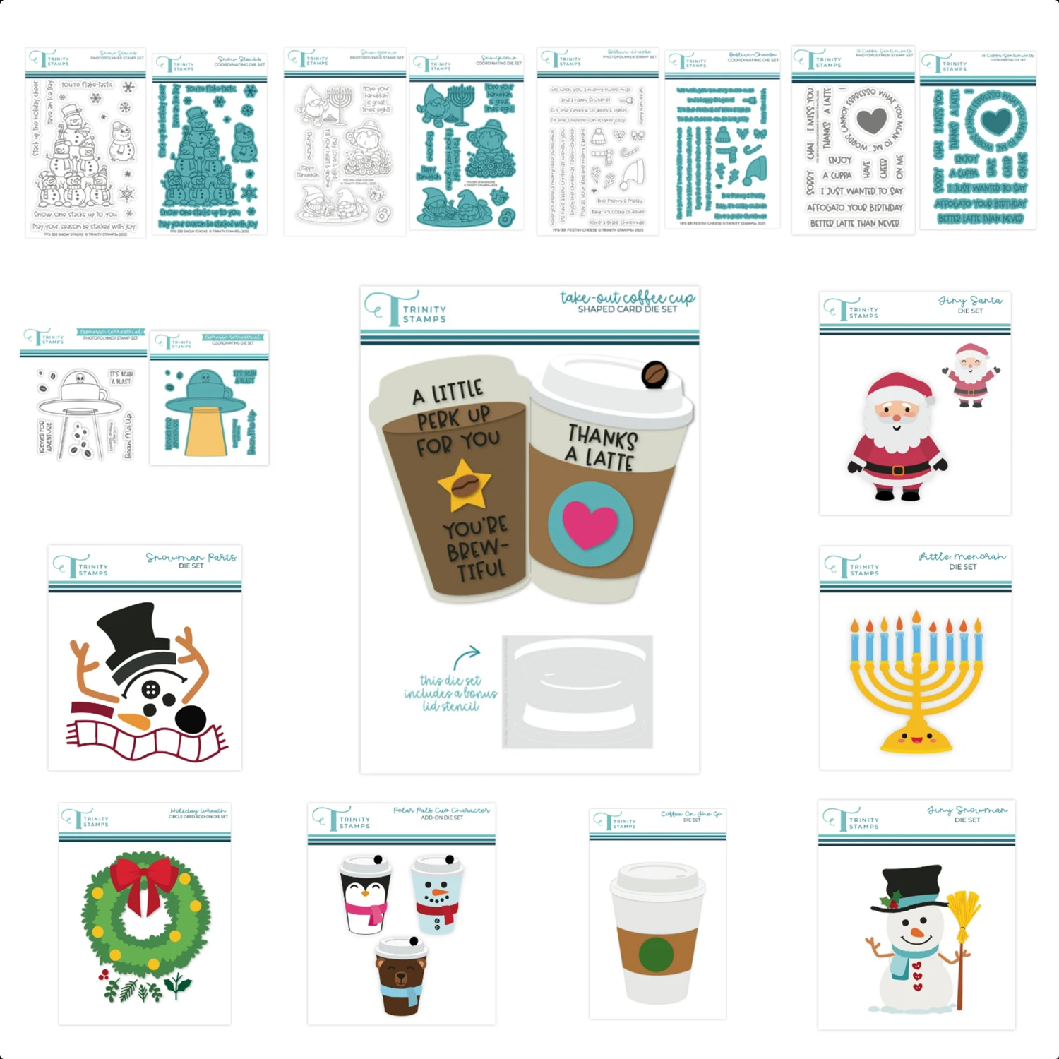 

Tri S New 2025 Chirstmas Tiny Elf Snowglobe Coffee Cup Shaped Card Cutting Dies Clear Stamps Stencil Scrapbooking Supplies Craft