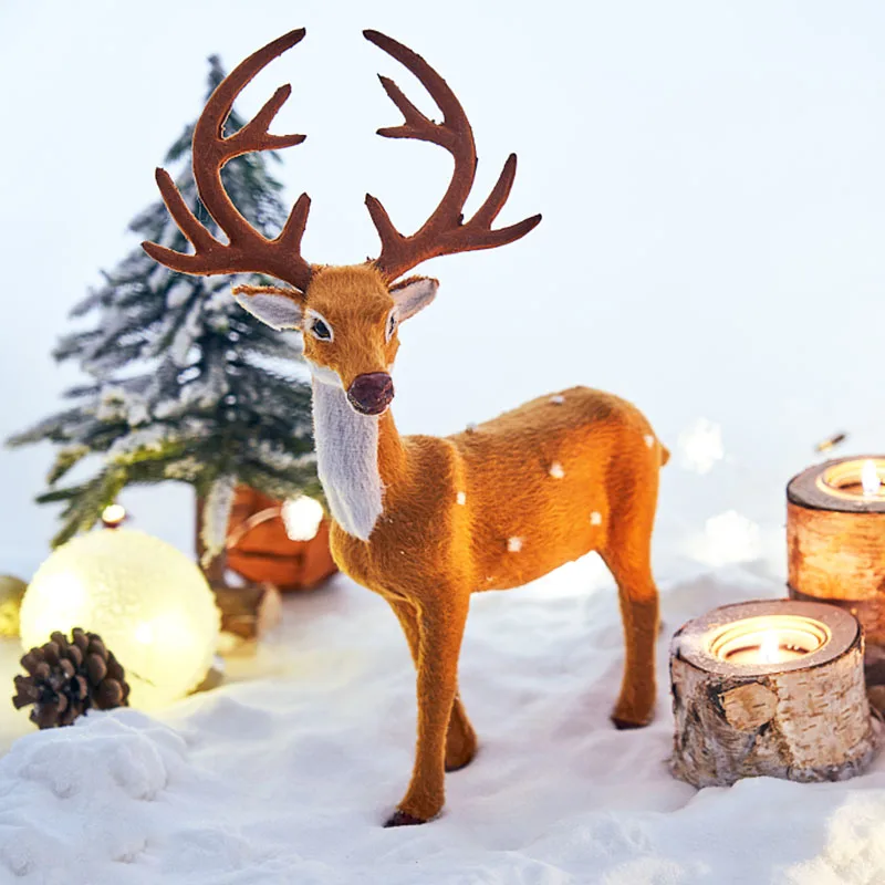 23/19/14cm Christmas Elk Decorations Artificial Plush Reindeer Christmas Dolls Xmas Decor 2023 New Year Ornament