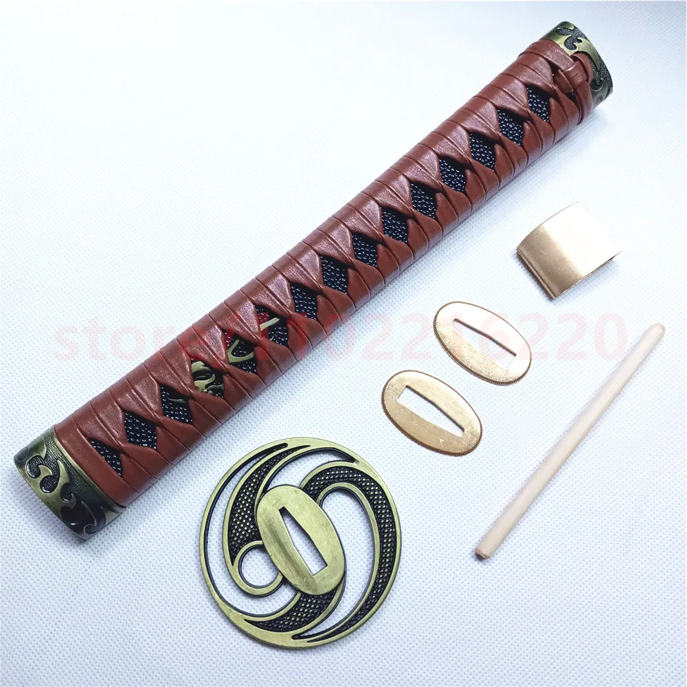 High Quality Tsuka Handle Hilt Alloy Tsuba Handguard Guard Brass Habaki Seppa Japanese Real Japan Samurai Katana Sword FIttings