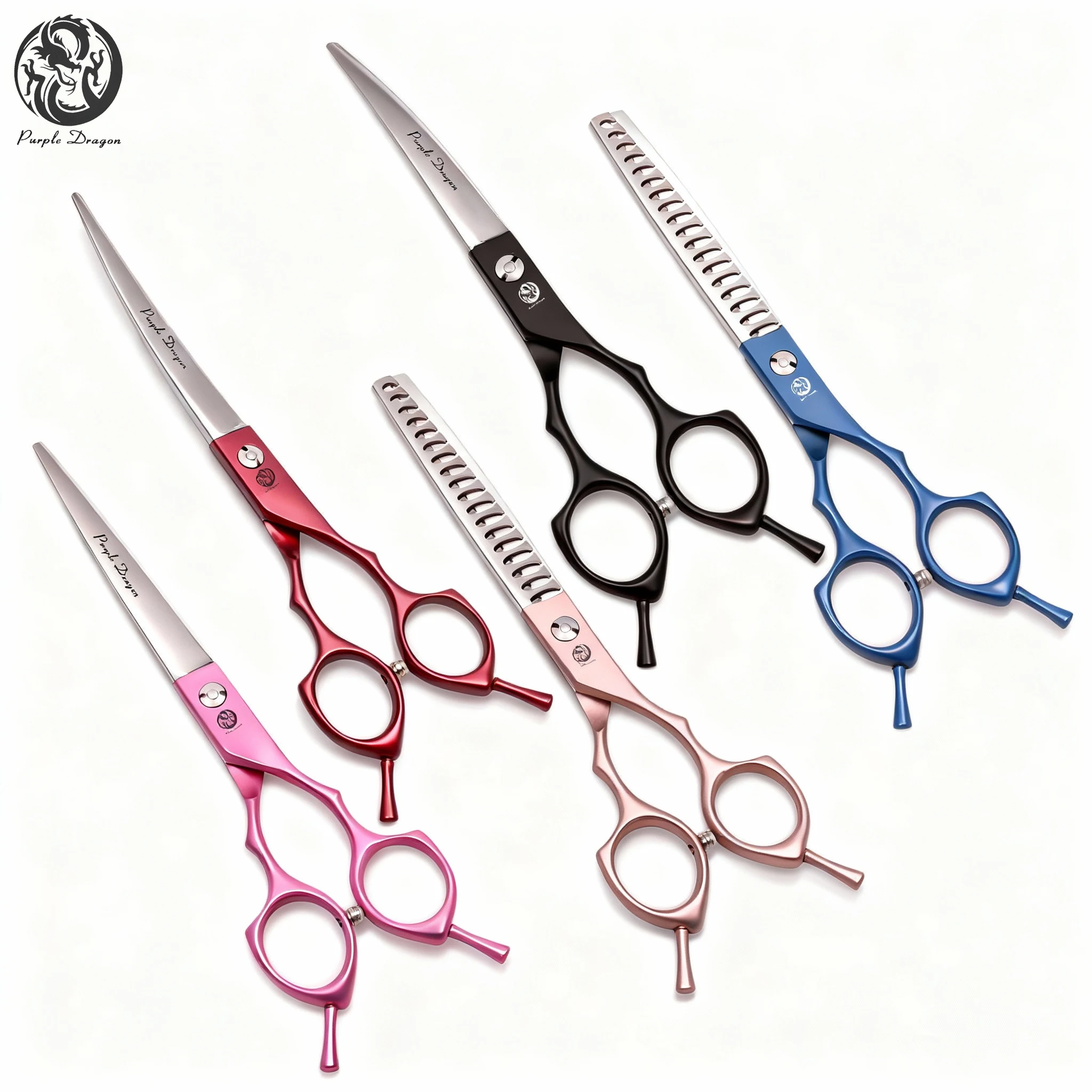 6.5 7 Inch Professional Pet Dog Cat Grooming Scissors 440C Japanese Stainless Steel Sharp Blades Shears Thinning Curved Straight