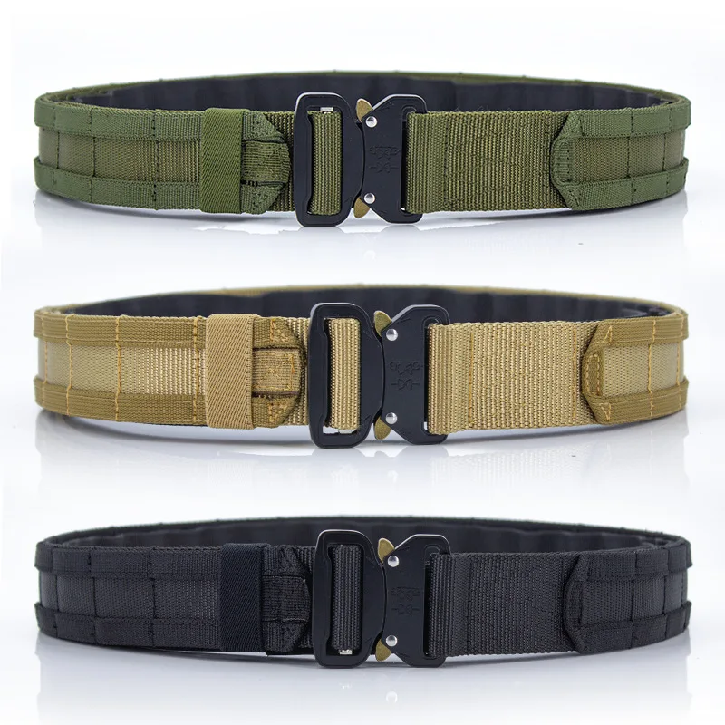 

Tactical Outdoor Adjustable Internal and External Combat Belt Canvas Double Layer Thickened Waistband Belt