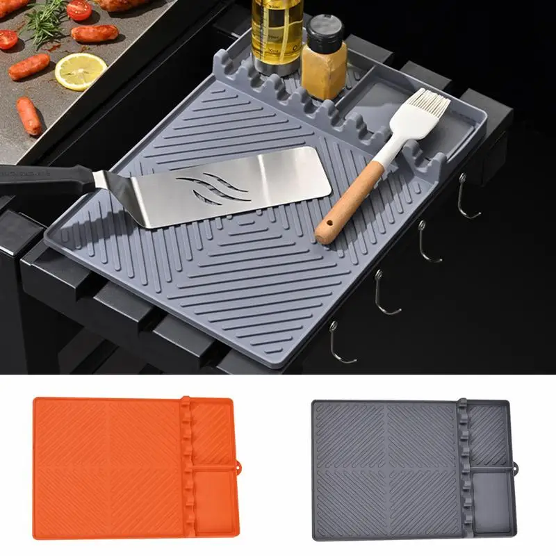 Silicone Grill Mat Heat-Resistant Griddle Mat Silicone Pad Utensil Rest Dishwasher Safe Kitchen Gadget For Outdoor BBQ Counter
