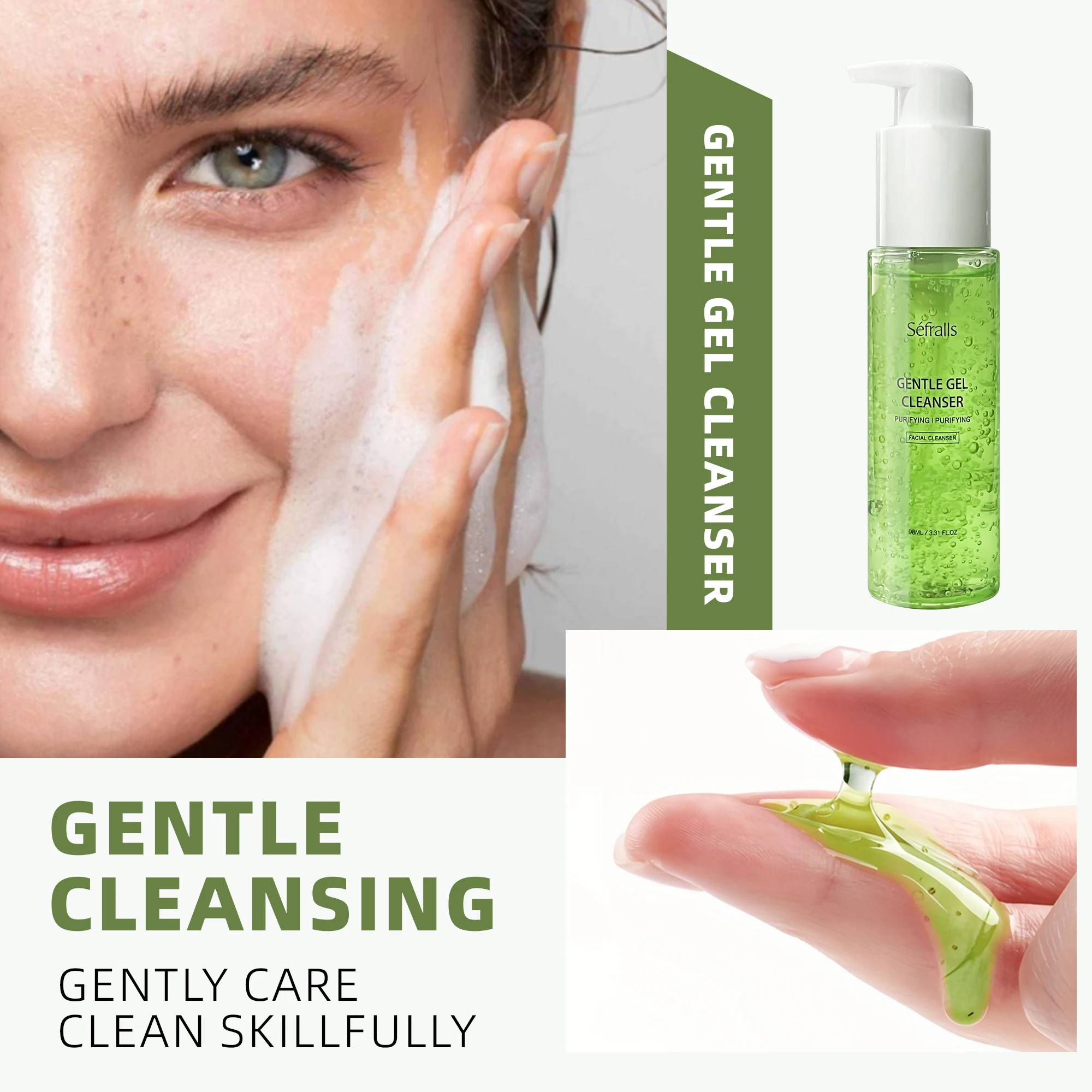 Séfralls Gel de Limpeza de Aloe Vera 98ml + Óleo de Árvore de Chá 30ml + Creme Pérola VC 20g - Hidratante, Cuidados com a Acne, Conjunto de Cuidados com a Pele Iluminador