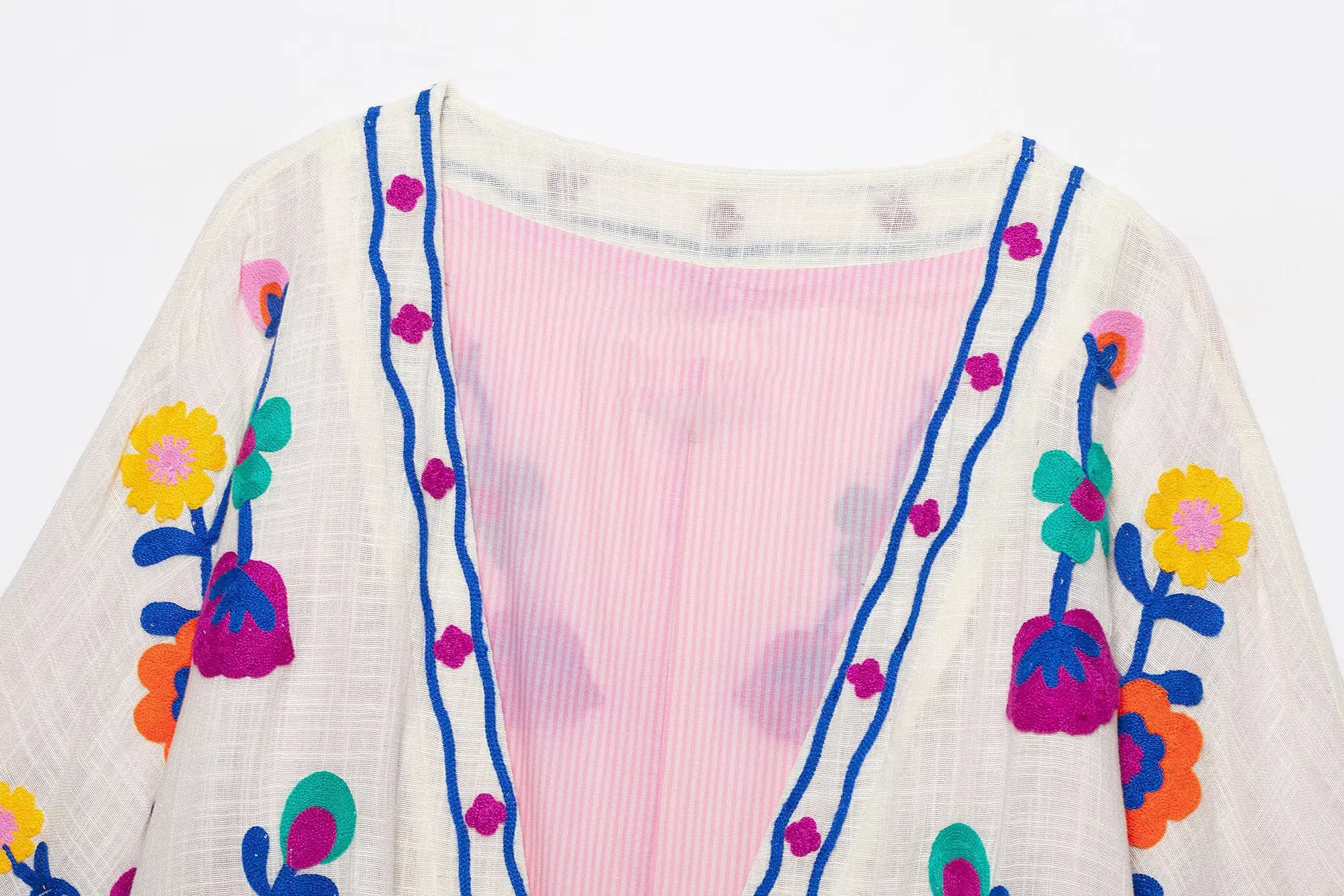 Lässige Damen-Kimono-Mäntel mit Blumenstickerei, Herbstmode 2026, langärmelige Oberteile mit Bindung, Vintage, lockere Streetwear-Oberbekleidung – Detail 4