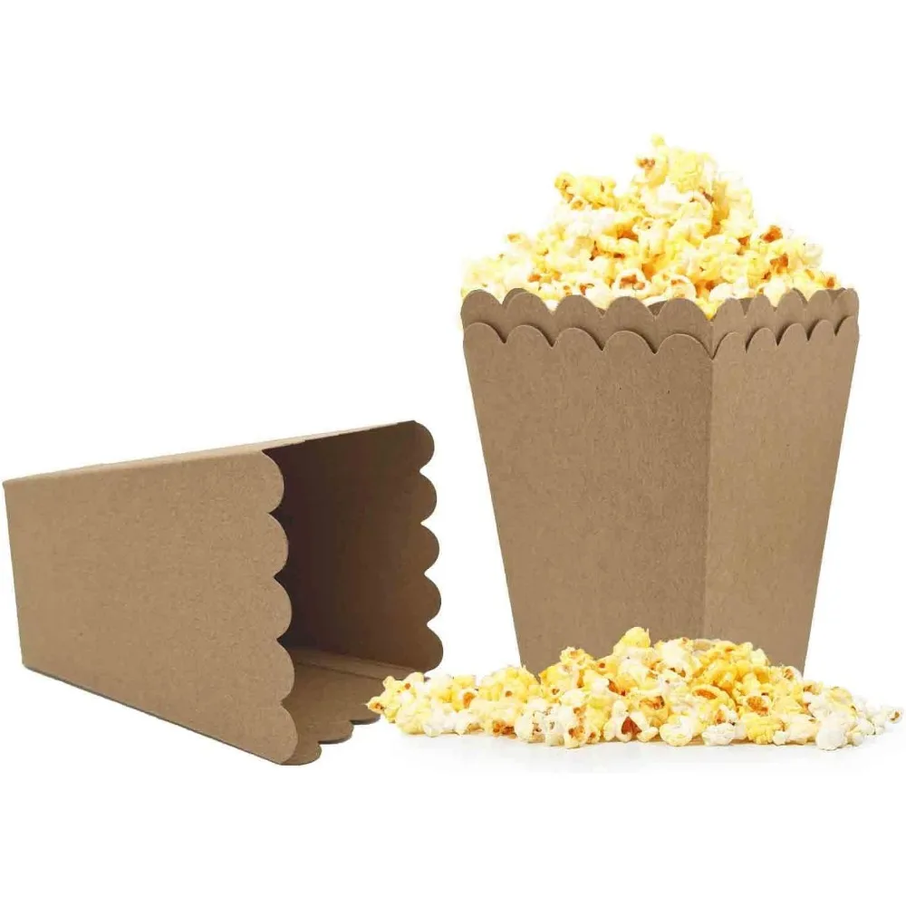 24 caixas de pipoca de papel kraft dos pces mini caixa de pipoca de papel recipiente de pipoca de papelão para festa, pacote de 24