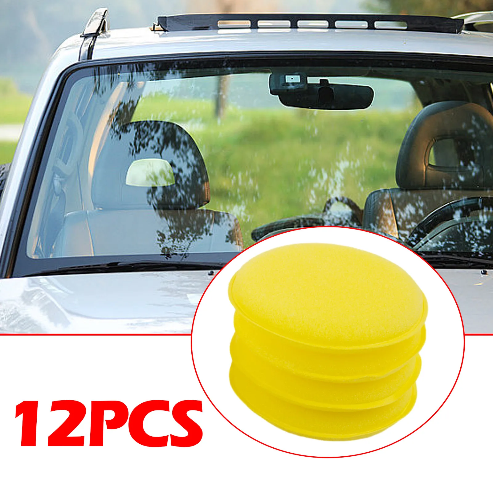 

12Pcs Car Waxing Polishing Foam Sponge Wax Applicator Cleaning Pads Fine Pore Polyester Sponge Strong Water Absorption