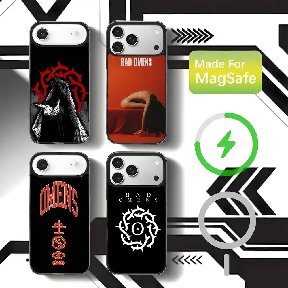 

B-Bad Omens Rock Band Phone Case For iPhone 17,16,15,14,13,12,11,Pro,Max,Plus,Mini,SE4,E Magnetic Magsafe Wireless Charging