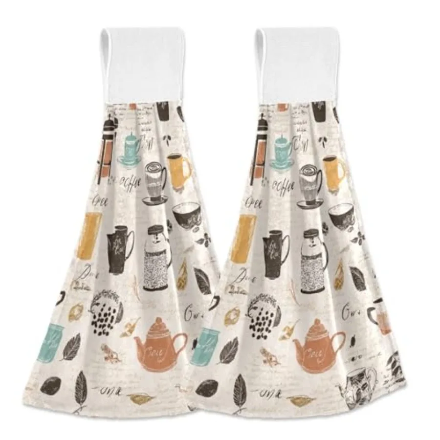 

Кофейные чашки Сердца Подвесные кухонные полотенца 2-х предметная ткань для мытья посуды Полотенца для рук Полотенца для чайного бара для ванной комнаты Farmhous Housew