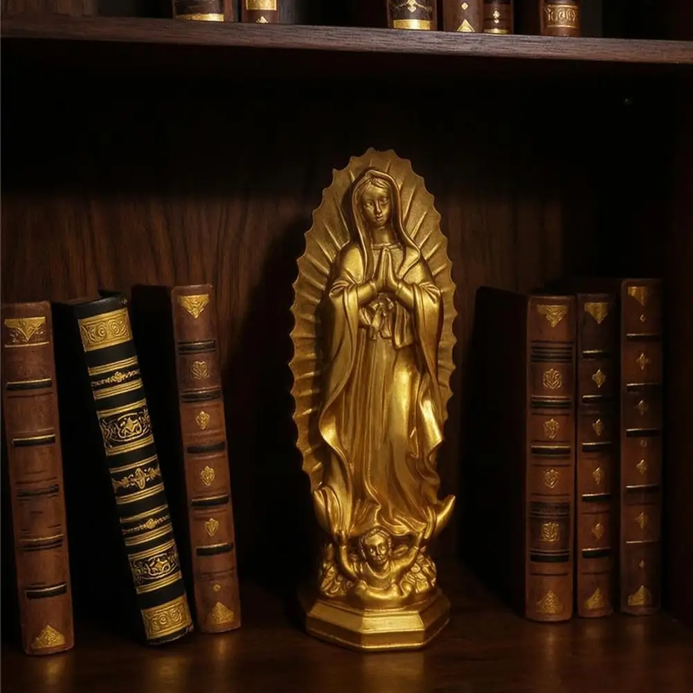 Religious Resin Ornaments Catholic Home Altar Decor Lady of Guadalupe Resin Sculpture Virgin Mary Figurine for Religious Home