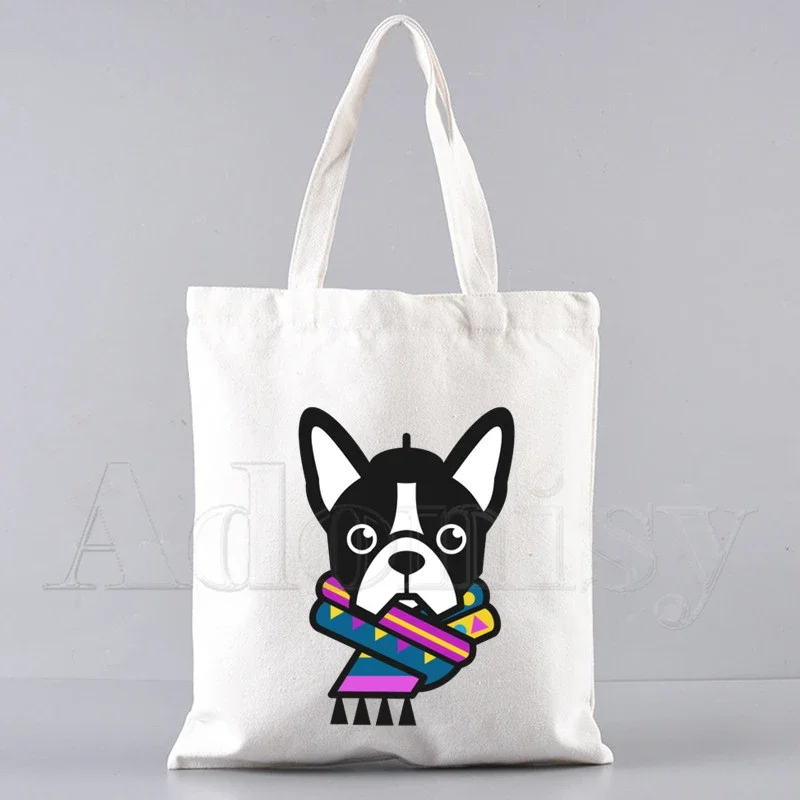 French Bulldog Shopping Bag Grocery Handbag Bolsas De Tela Tote Bolsa Shopping Bag Jute Tote Fabric Custom