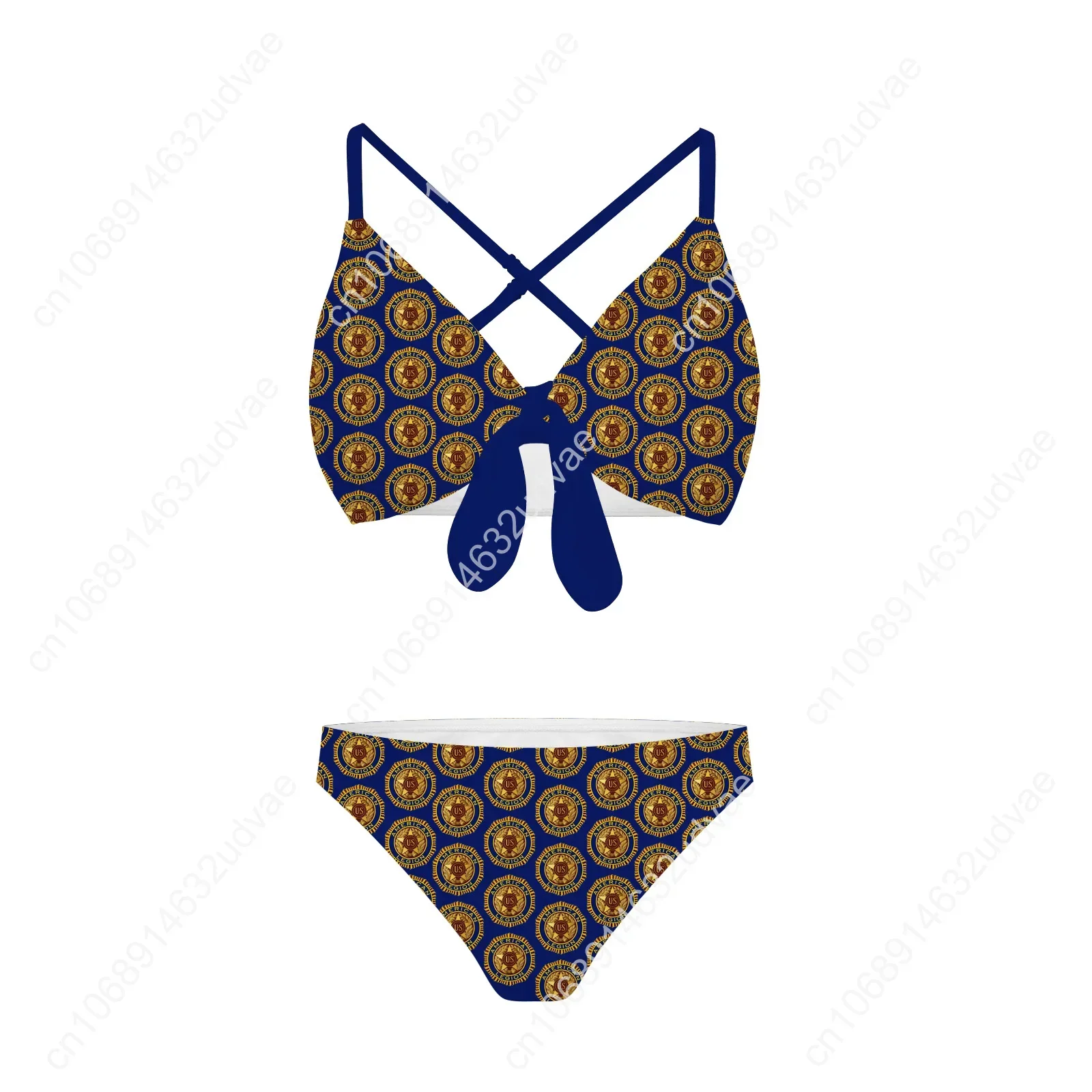 American Legion Logo Bathing Suits Cross Strap Suspenders Swimsuits Womens Personalized Bikini Pool Swimwear Custom Beachwear