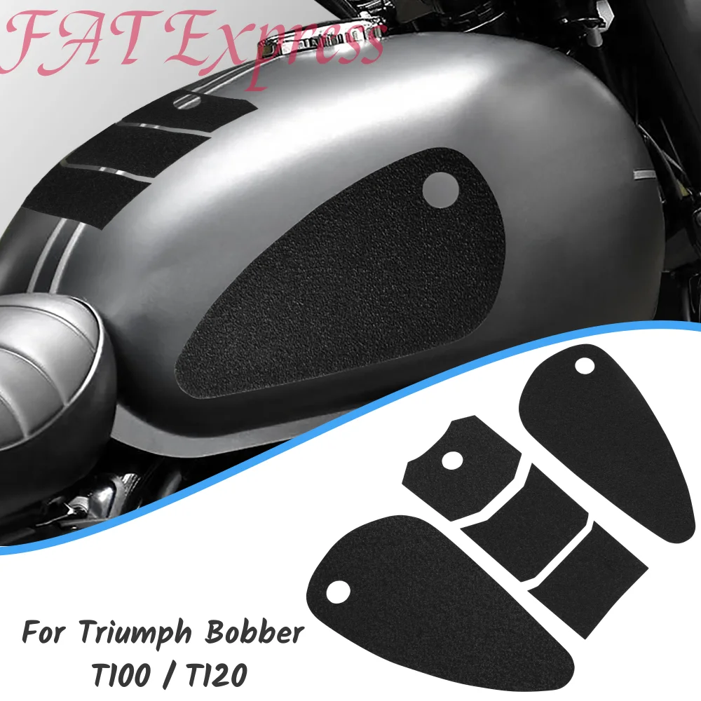 

T100 T120 Tank Pad Gas Tank Traction Pads For Triumph Bobber T 100 120 Fuel Tank Side Stickers Knee Grips Protector Decal