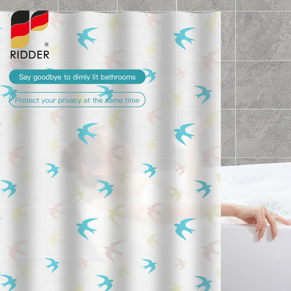 RIDDER Swallow Home Decoration 100% PEVA Bathroom Shower Curtain Waterproof Thicken Mildew Proof Durable With Hooks Rustproof