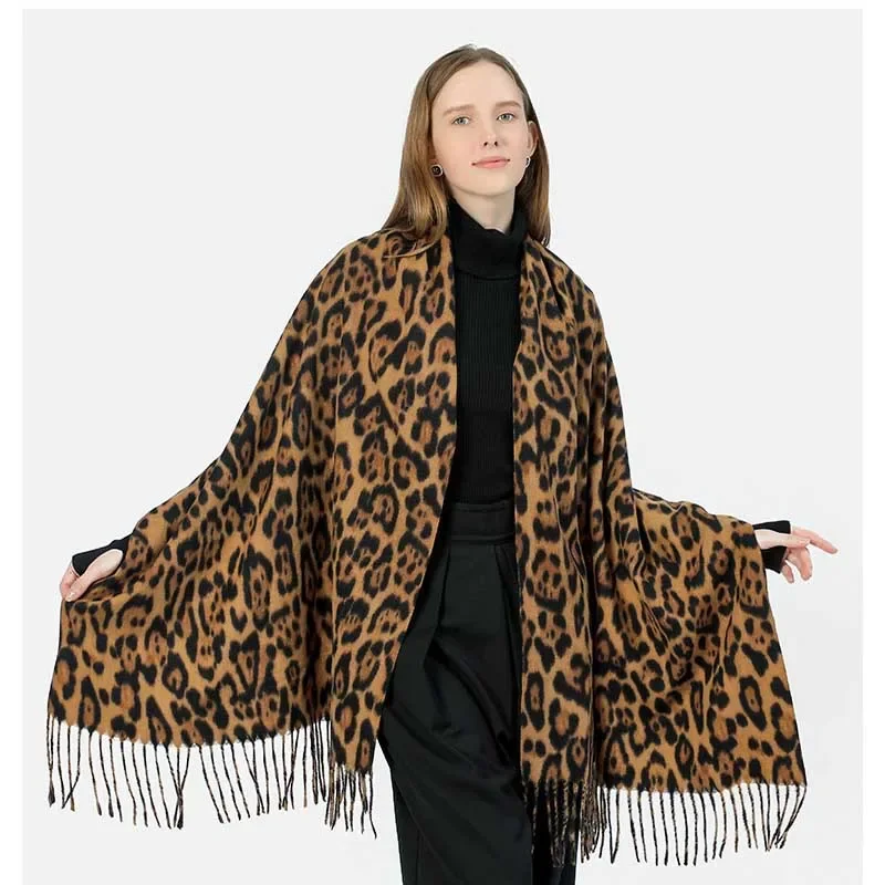 Bufanda con estampado de leopardo para mujer, chal grueso y cálido a rayas de cebra, cómodo, a la moda, novedad de otoño e invierno, 2024