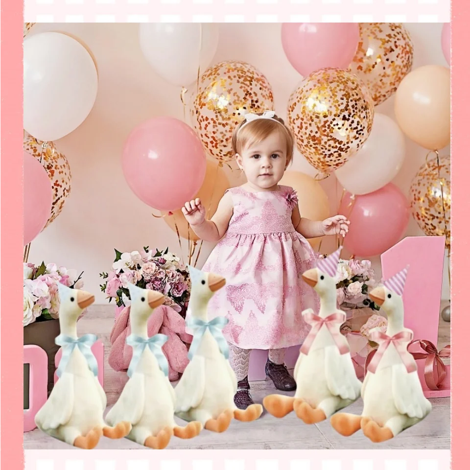 6/16er-Set Adopt A Goose Party-Geschenk, 11,8 Zoll großes Gänse-Kuscheltier, eine lustige Gans mit Mini-Hut und Schleife für Babyparty und Geburtstag – Detail 8