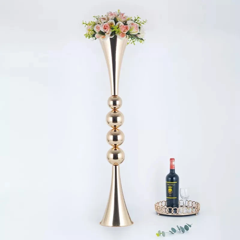 PEANDIM Gold Vases Metal Wedding Centerpieces Event Flower Road Lead Home Hotel Decoration Flower Vases 10 PCS/ Lot