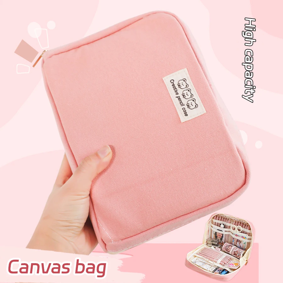 Large Capacity Pencil Cases Kawaii Pen Box Ladies Cosmetic Bag Back To School Supplies Japanese Korean Office Stationery