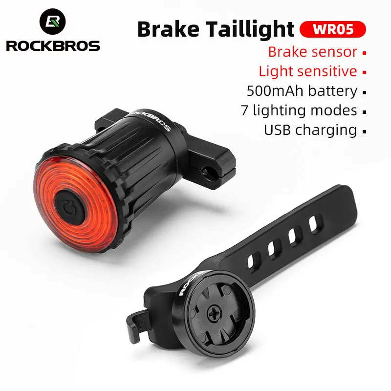 

ROCKBROS 7 Modes Smart Brake Bicycle Tail Lights Warning Flashlight USB Rechargeable MTB Road Light Night Cycling Accessories