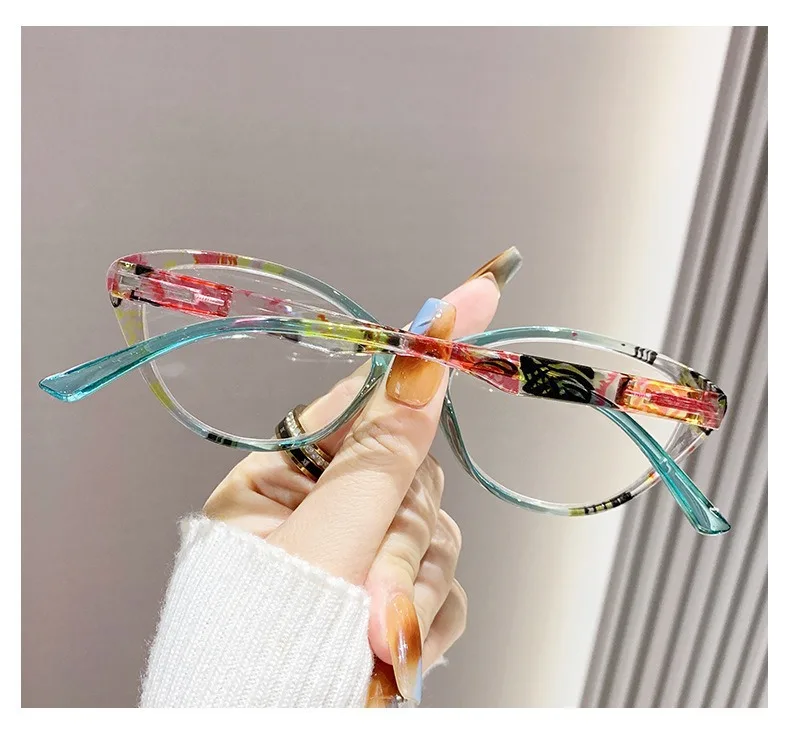 1,0 2,0 3,0 4,0 Cat Eye Trendige Lesebrille Blumenstil Anti-Blaulicht-Brille Modischer Stil – Detail 12
