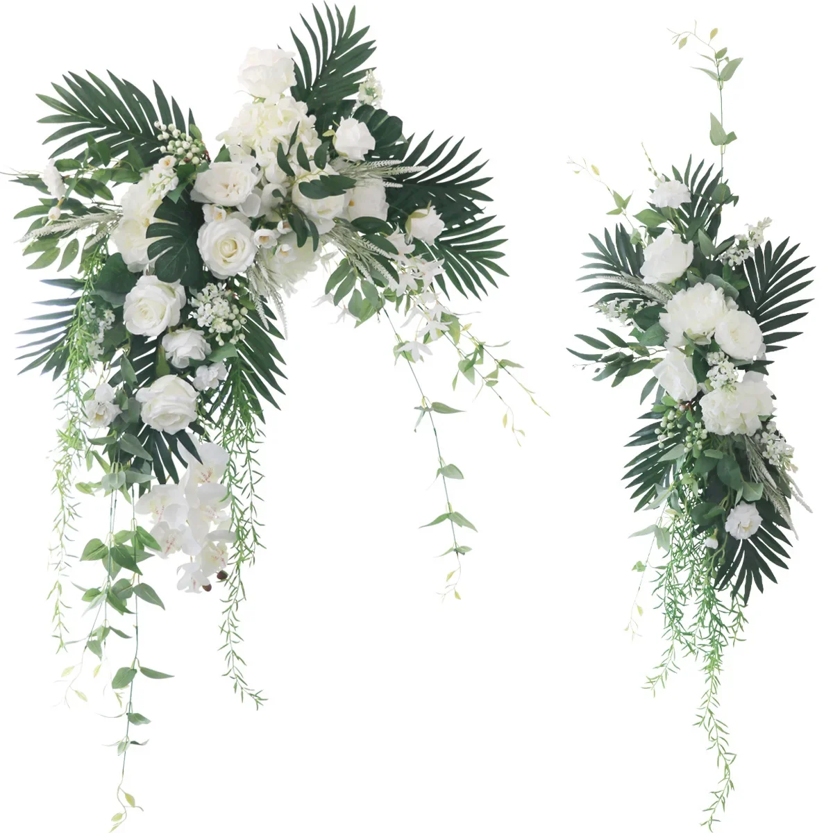 Imagem -05 - Branca Artificial Flores Linha Decoração do Casamento Arco Backdrop Parede Pendurada Floral Luxo Natureza Falso Flor Arco Guirlanda Pcs Rosa