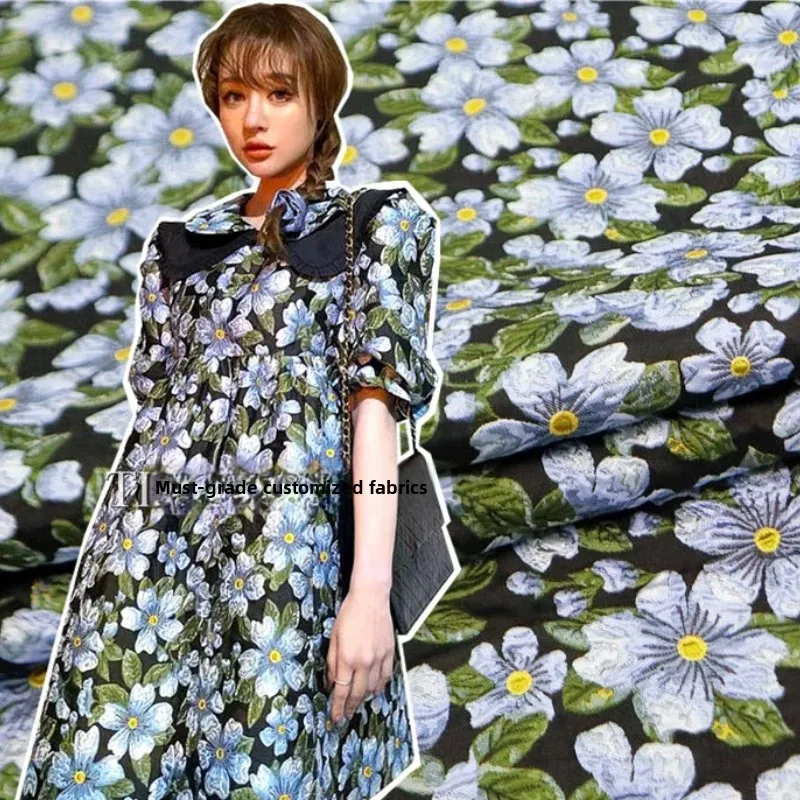 

Yarn Dyed Brocade Jacquard Fabric Flower Dress Suit Jacket Fashion European Brand Design for Diy Sewing Cloth By The Meter