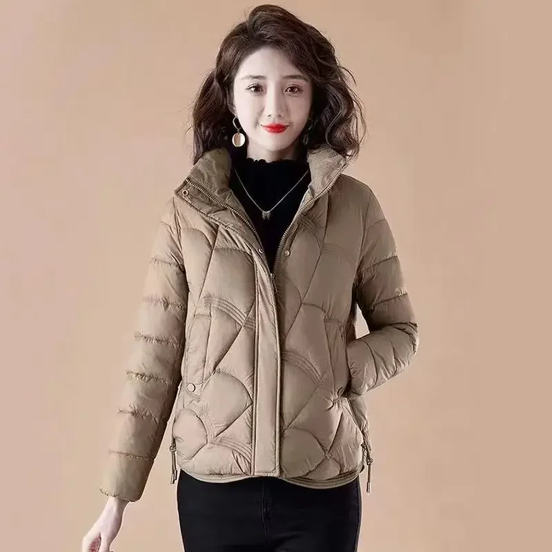 Short Duck Down Thick Padding Red Jackets for Women Woman Coat Quilted Padded Cropped Luxury Cheap Clothes Youth High Quality