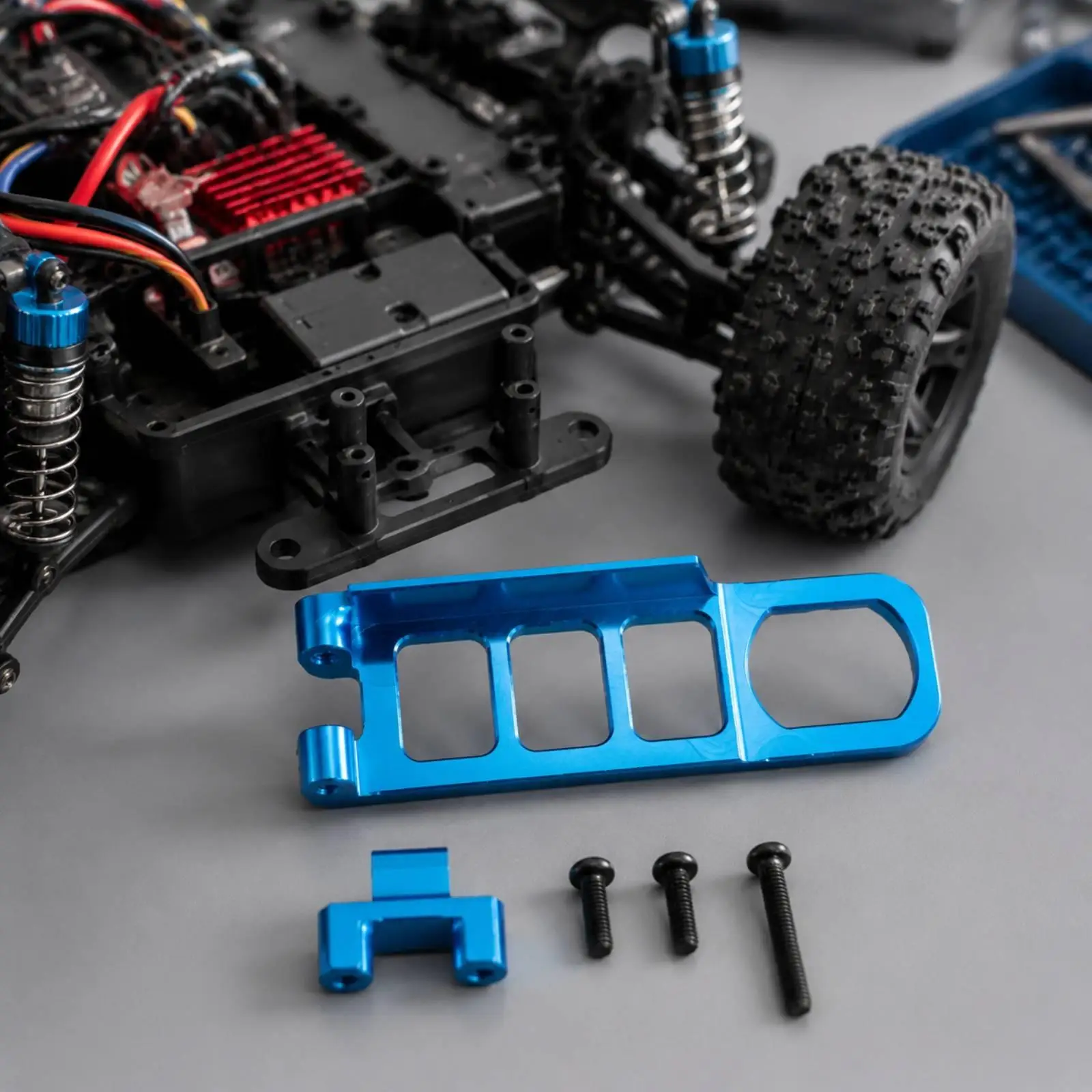 RC Car Part Anodized -Machined Battery Holder with Support Bracket