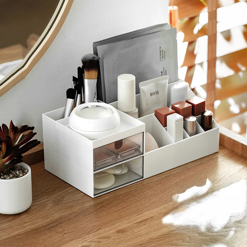 

1 pc Storage Box Small Size Large Capacity Makeup Organizer For Desk Home Office White L Suitable For Cosmetics