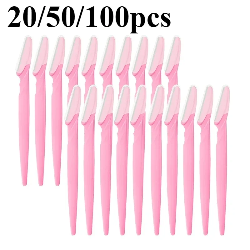 5-100PCS Wholesale Eyebrow Trimmer Blade Shaver Portable Face Razor Eye Brow Epilation Hair Removal Cutters Safety Razor