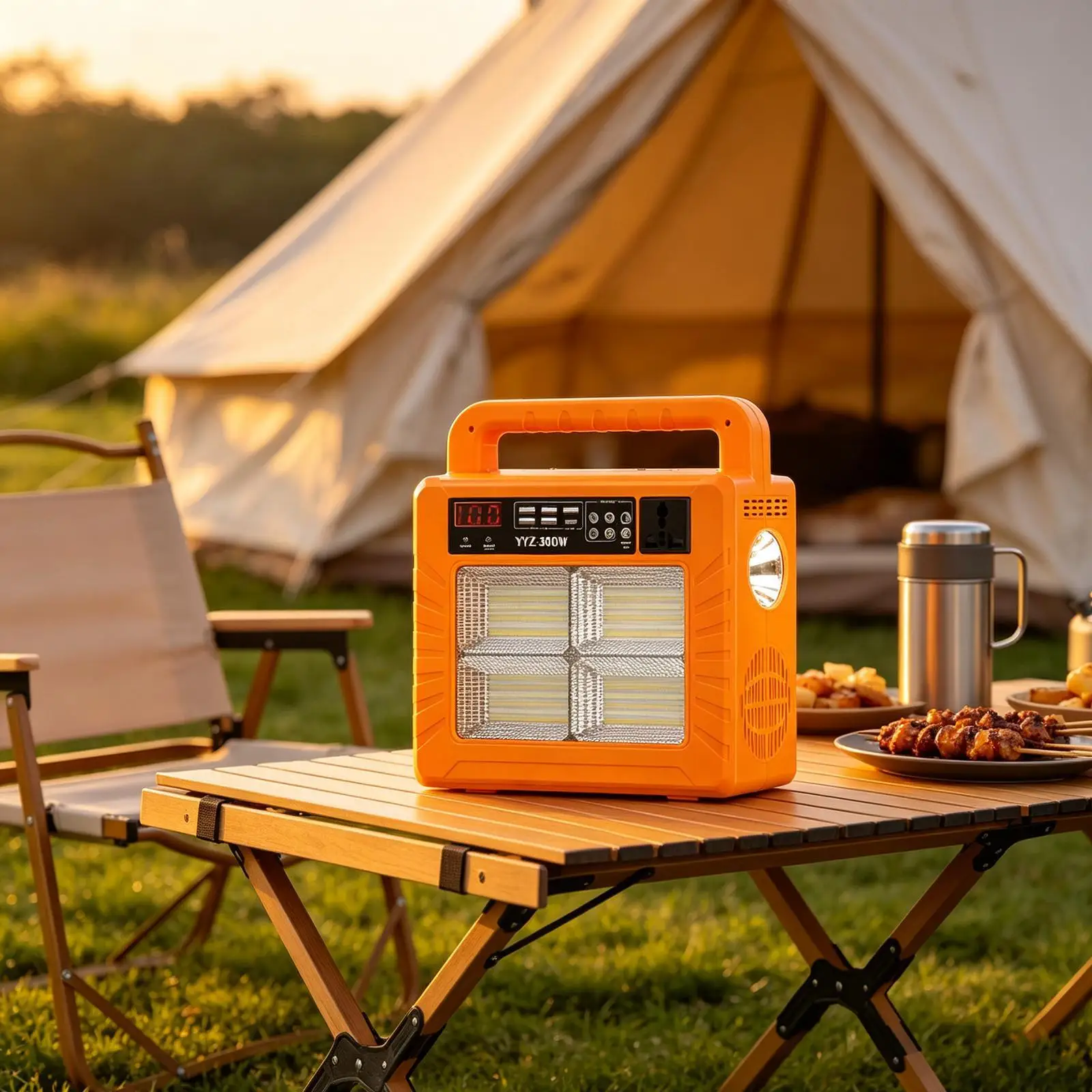 Portable Power Station Versatile 300W Built in Light Backup Power Bank with Speaker for Park RV Trip Traveling Hiking Picnic