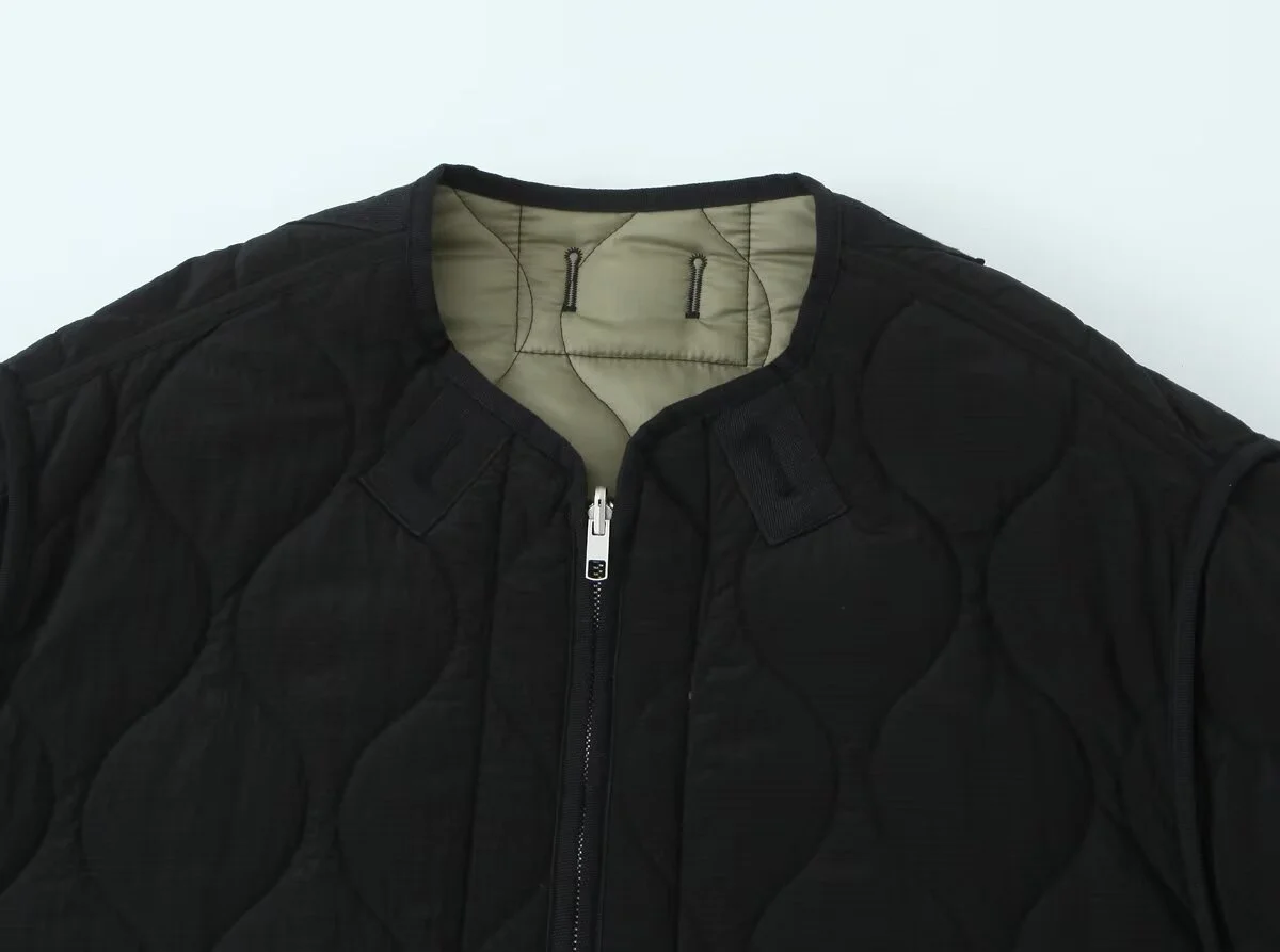 2025 الخريف منتج جديد المرأة عادية جولة الرقبة طويلة الأكمام اللون التباين الربط جهين يرتدي سترة قطن #4