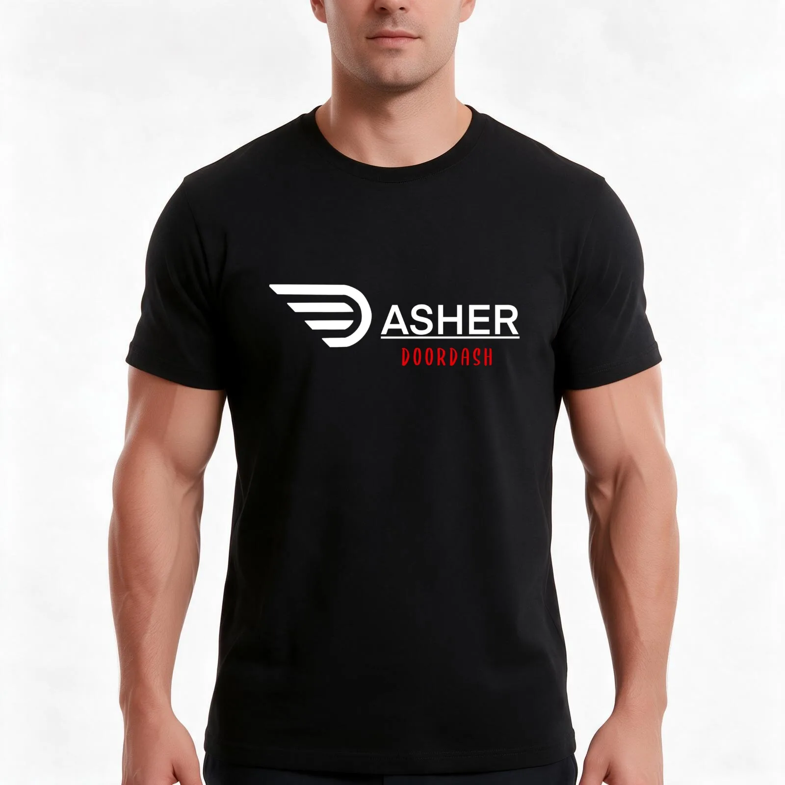 Doordash Dasher T-Shirt, Summer Casual Cotton Tee, Oversized Streetwear Tops, Vintage Graphic Print, Loose Fit Short Sleeve