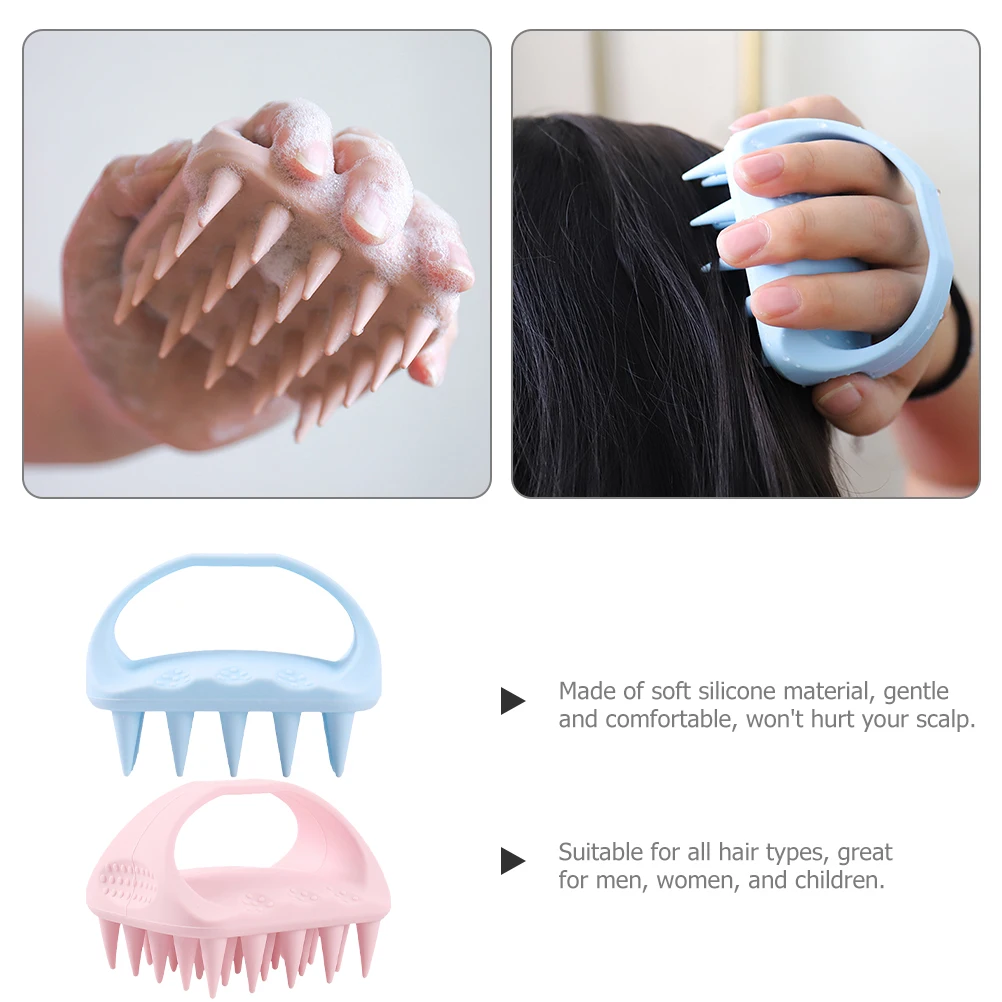 

2Pcs Silicone Scalp Massager Square Shape Soft Material Promotes Circulation Relieves Fatigue Blue Pink Shower Hair Exfoliate