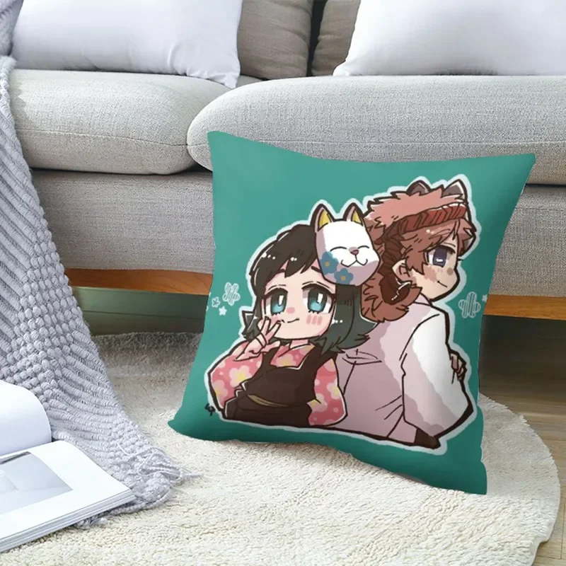Sofa Cushion Covers Cartoon Japanese Anime Demon Slayer Chair Cushion Home Decor Pillow Case Pillowcase