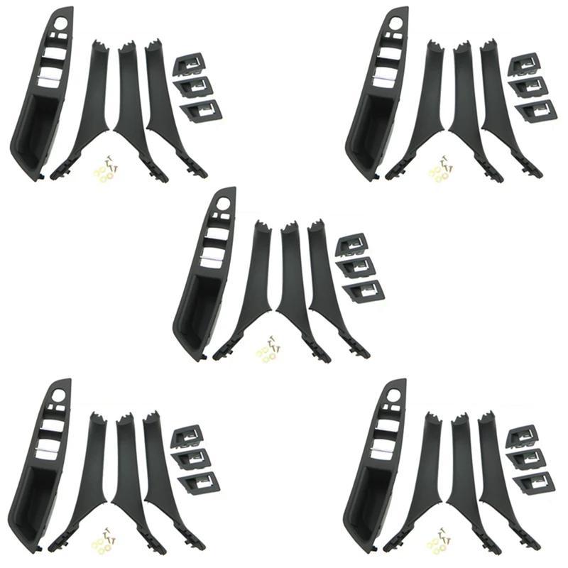 

35X RHD Car Interior Door Handle Inner Door Panel Pull Trim Cover For -Bmw 5 Serie F10 F11 520 525 Black RHD