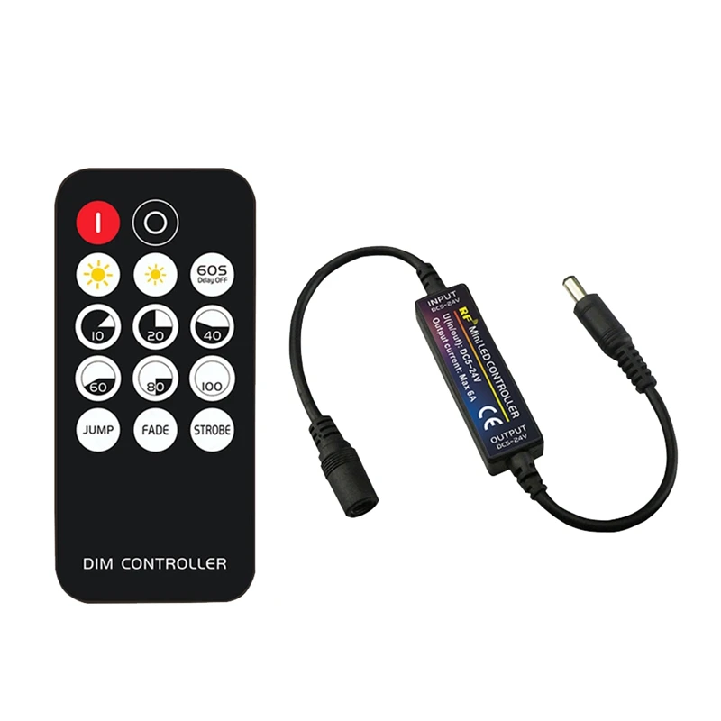 RF Remote Controller LED DC5V-24V Dimmer Accessory 14-Key Dimmable Connector Switch For LED Strip Light